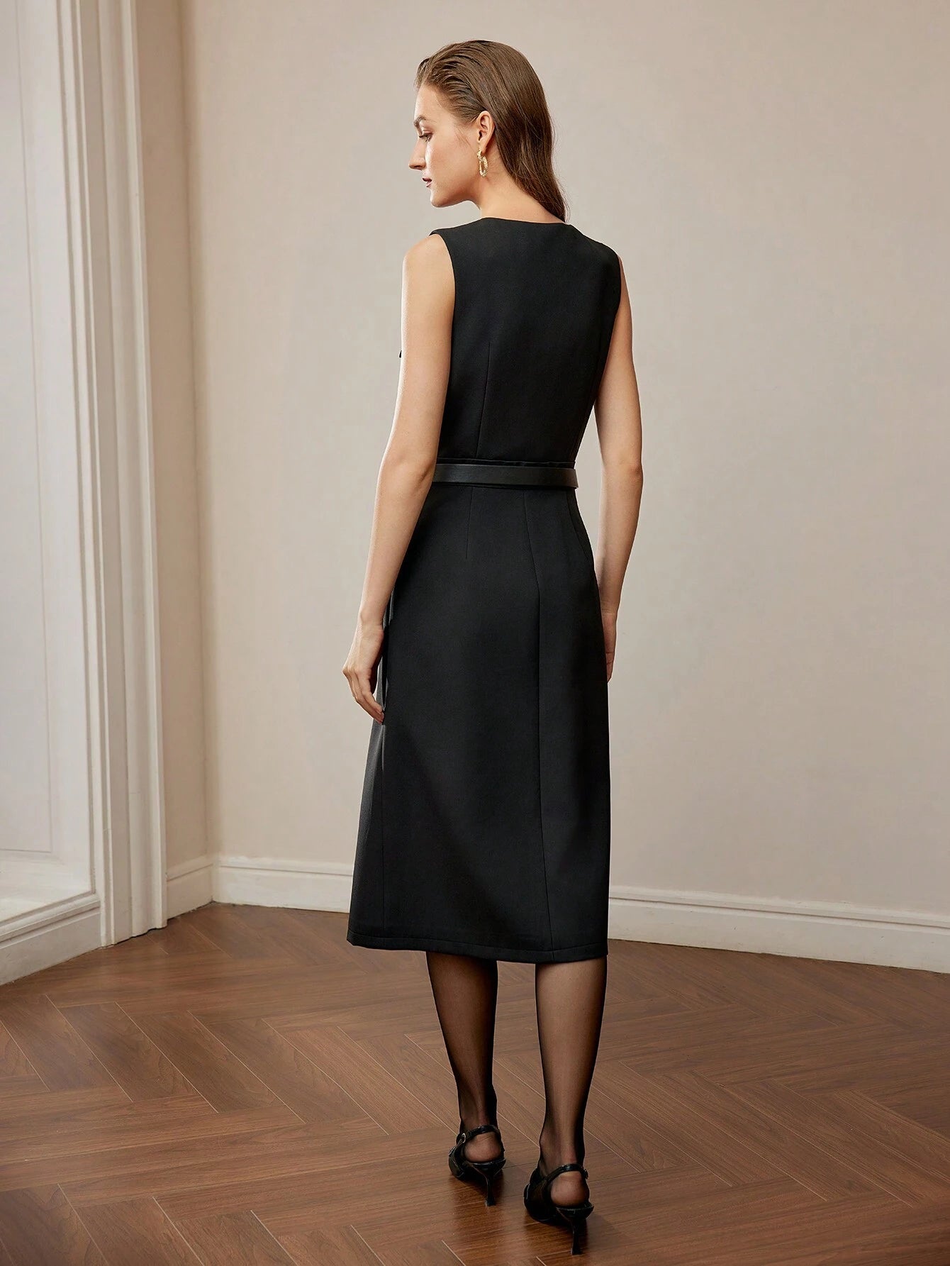 Button-Front Sleeveless Dress