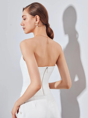 Women's Fabric Bandeau Top with Zipper
