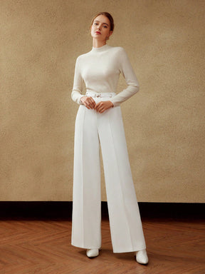 Pleated Suit Pants with Slant Pockets