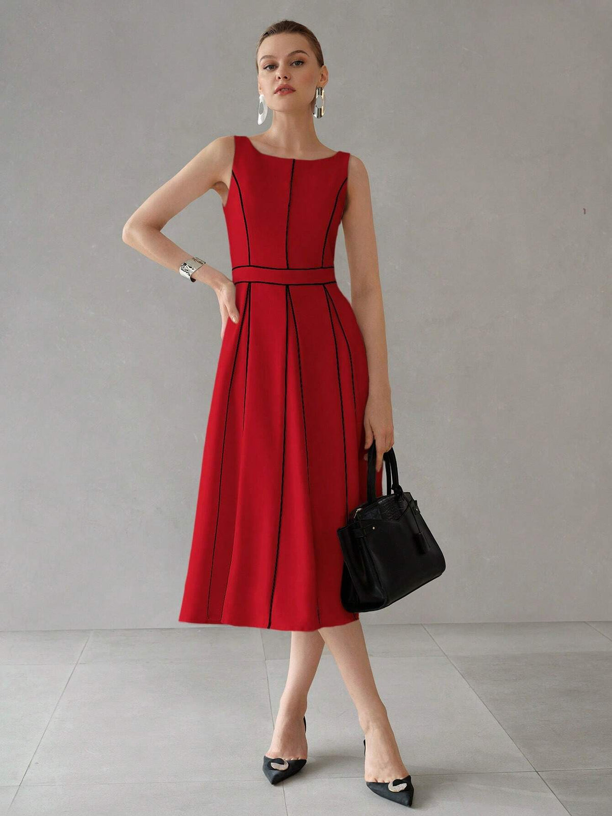 Pleated Midi Dress