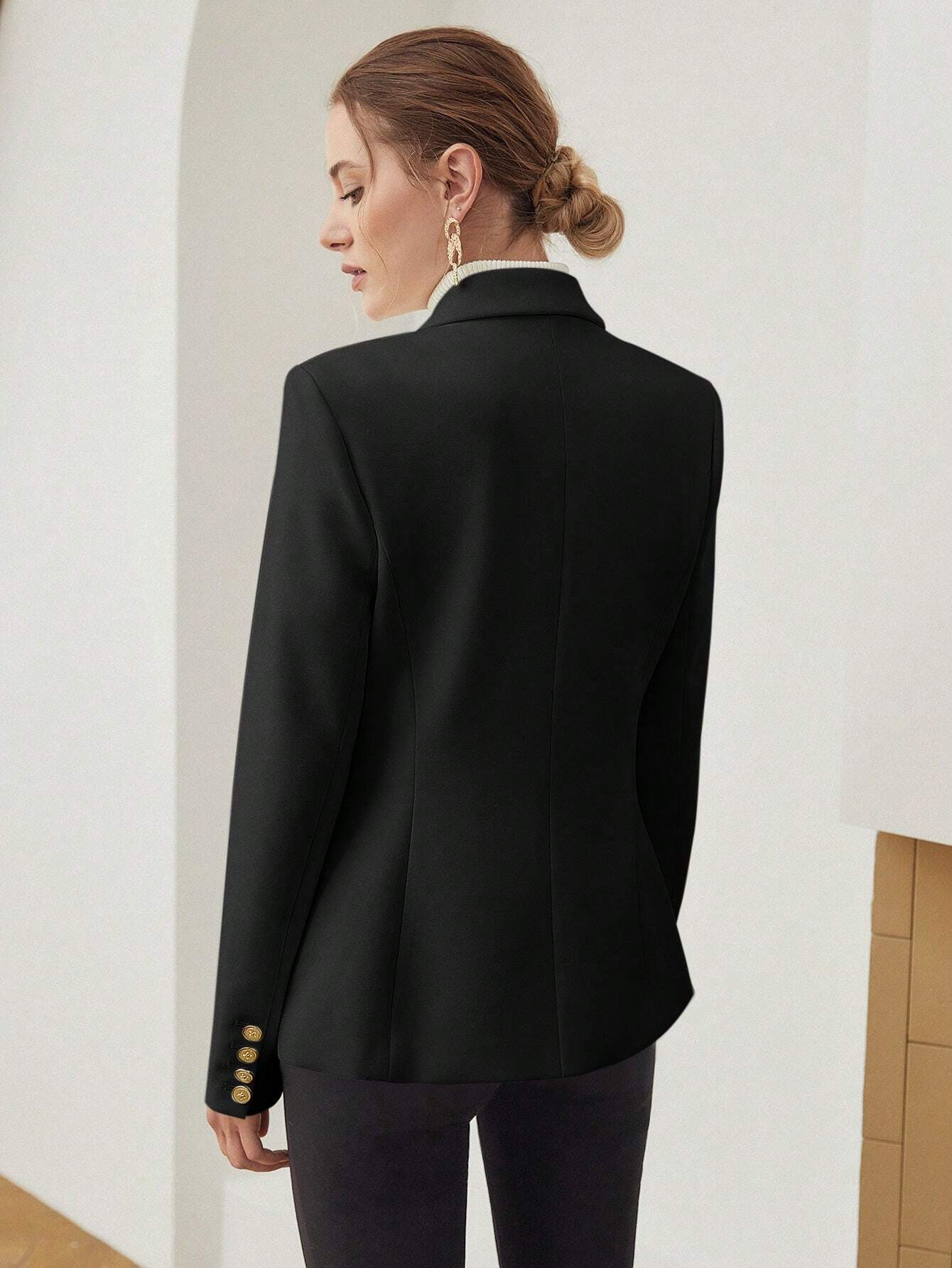 Solid Peak Lapel Blazer