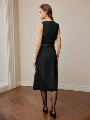 Button-Front Sleeveless Dress