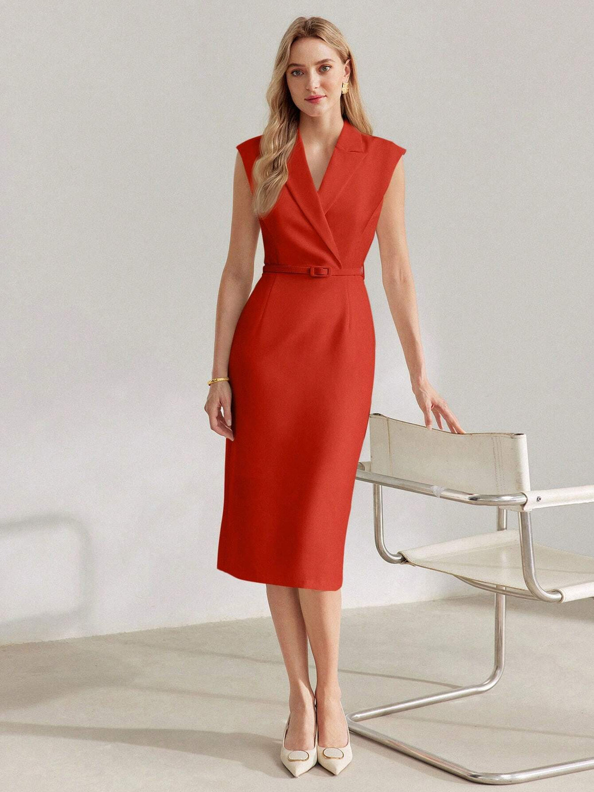 Midi Dress with Belt