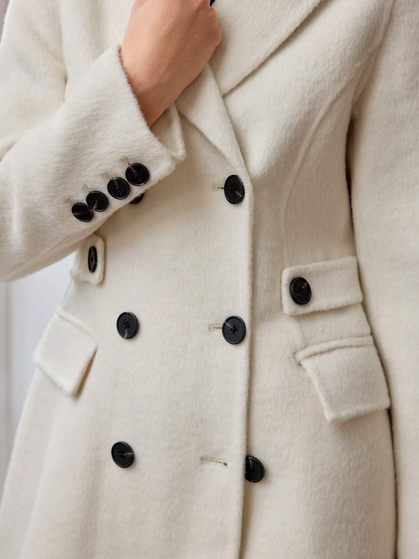 Wool Coat with V-Neck