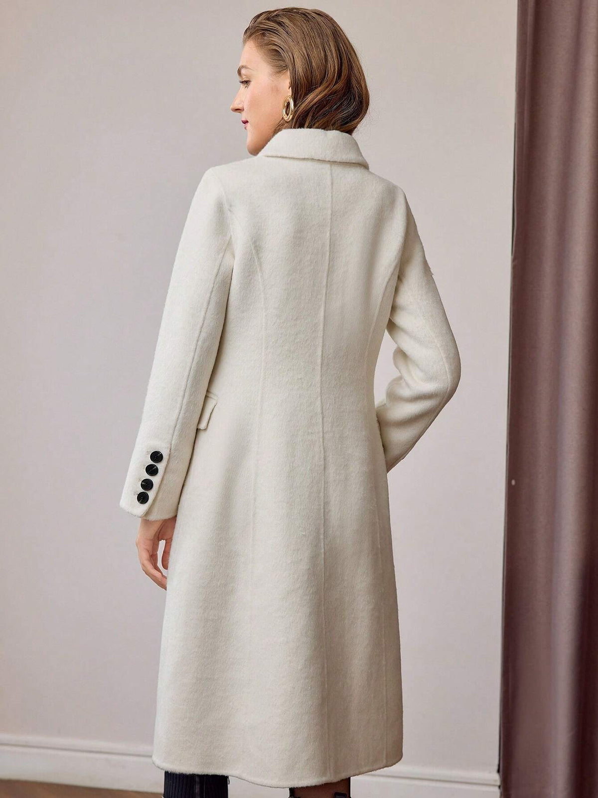 Wool Coat with V-Neck