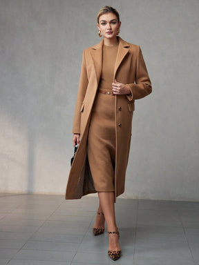 Long Wool Coat with Lapel Collar