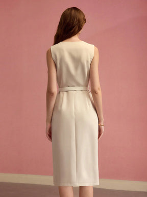 Button-Front Sleeveless Dress