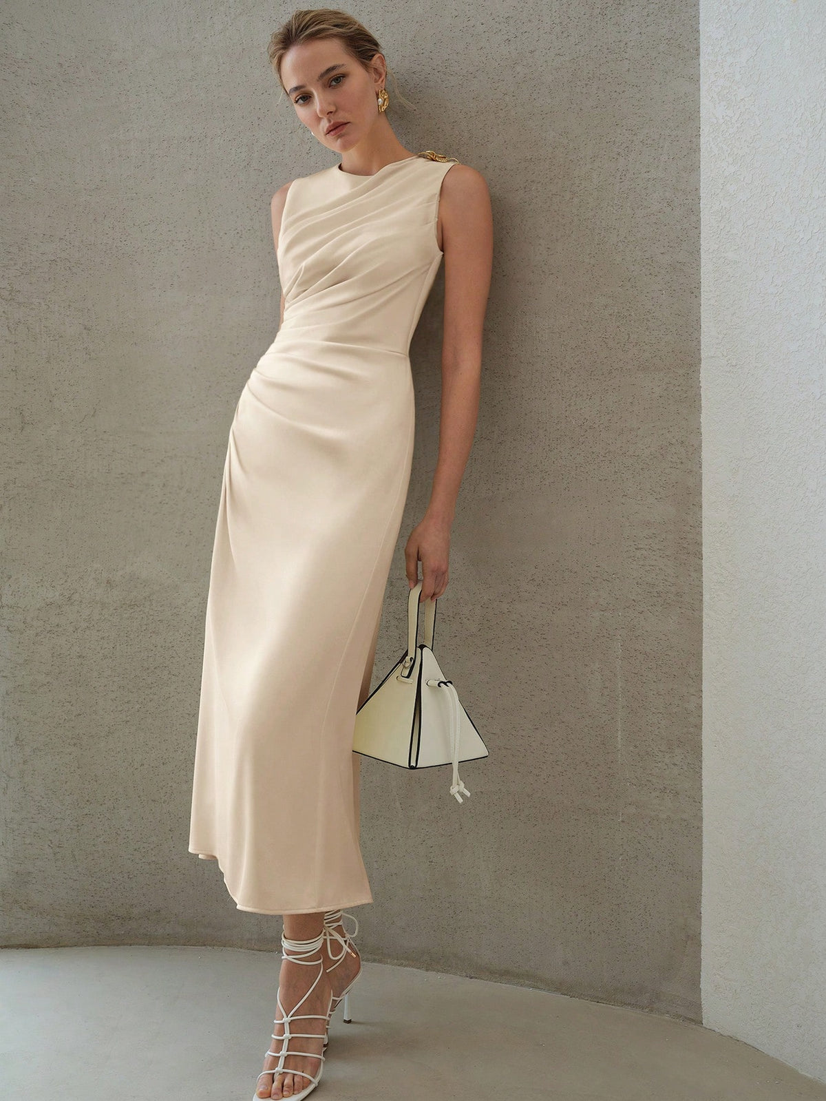 Pleated Midi Dress