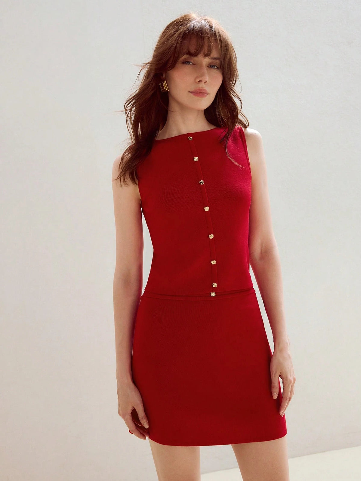 Sweater and Skirt Set with Detail